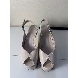 NWOT Schutz Brandi Platform Sandals Women 8 Patent Leather Peep Toe Minimalist